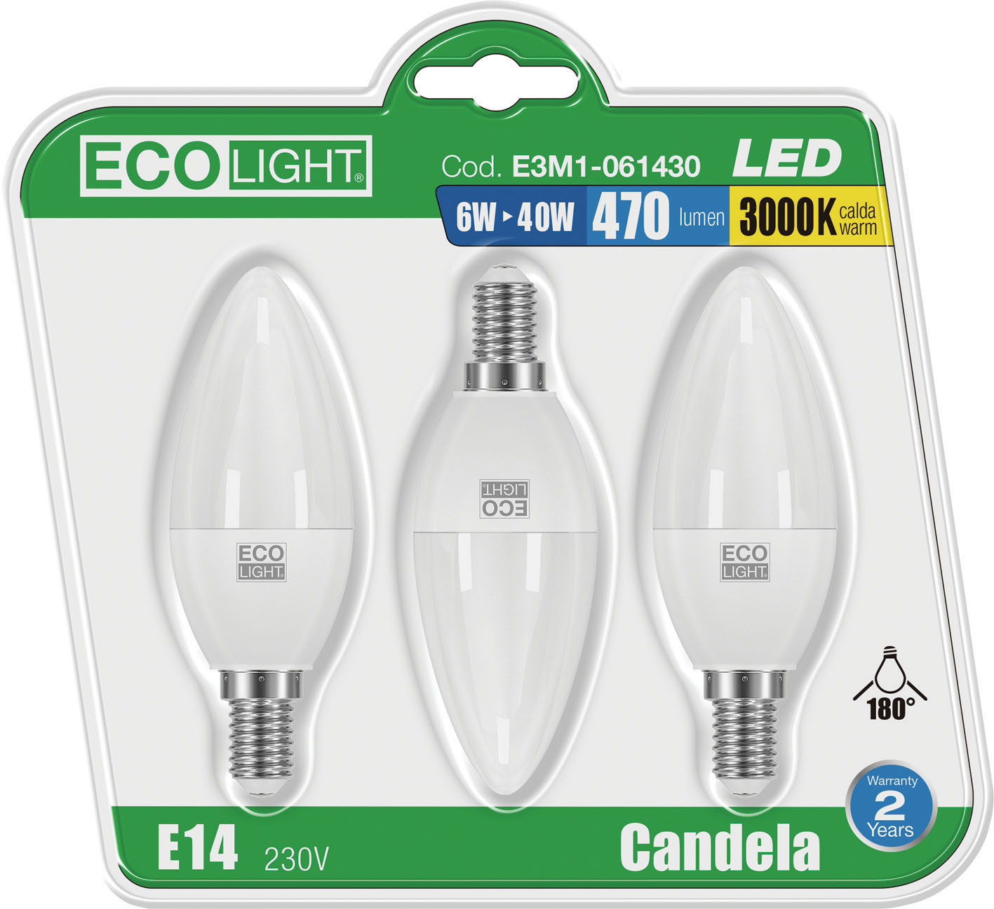 LAMPAD LED CANDELA 6W E14 3PZ